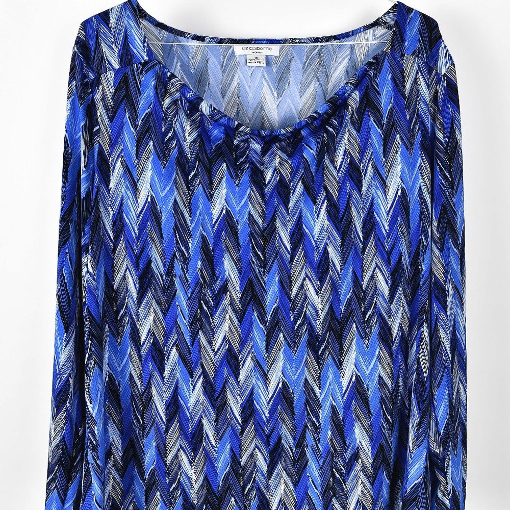 Liz Claiborne Blue/Black Blouse--Cowl Neck--Size 2X